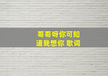 哥哥呀你可知道我想你 歌词